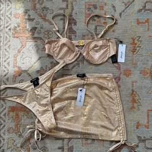 Nasty Gal Gold Textured Bikini Top
